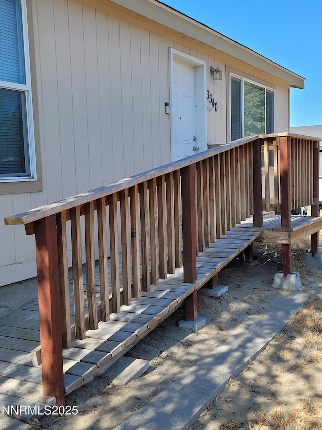 3340 Moon Ln, Winnemucca, NV 89445 - property entrance featuring a wooden deck