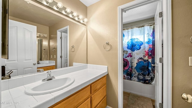 7302 Little Easy St, Sparks, NV 89436 - bathroom featuring vanity, a shower with shower curtain, and a textured wall