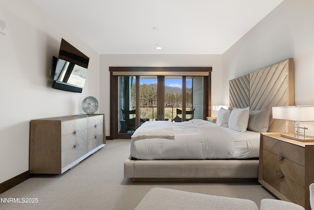 17 Beach Club Dr Unit 214, Stateline, NV 89449 - bedroom featuring access to exterior, light colored carpet, and recessed lighting