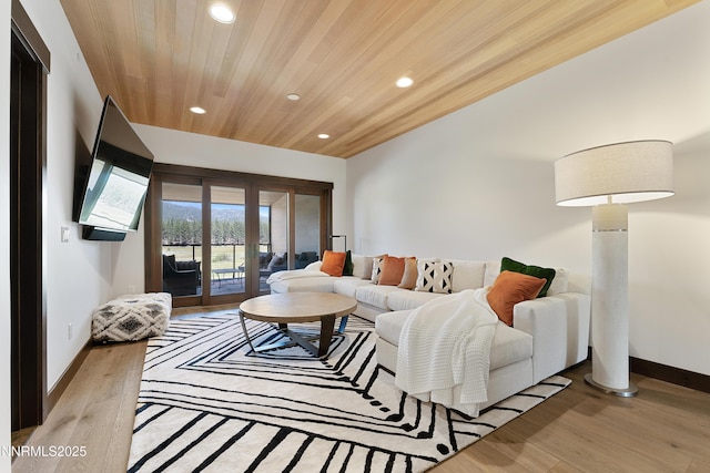 17 Beach Club Dr Unit 214, Stateline, NV 89449 - living area featuring recessed lighting, light wood-style floors, wooden ceiling, and french doors