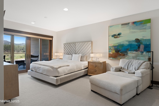 17 Beach Club Dr Unit 214, Stateline, NV 89449 - bedroom featuring carpet floors, access to exterior, and recessed lighting