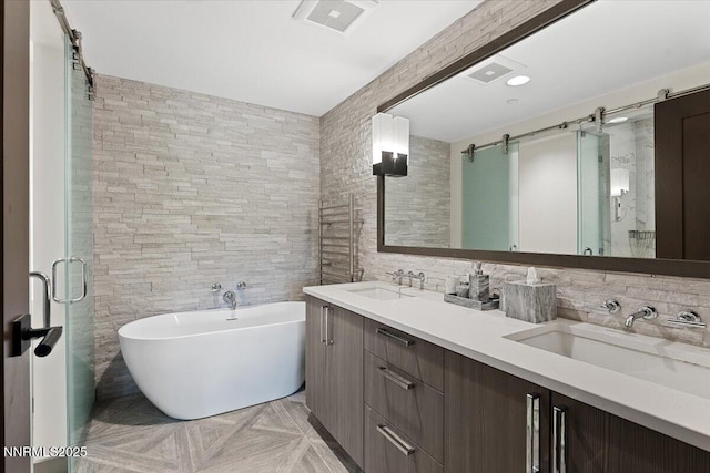 17 Beach Club Dr Unit 214, Stateline, NV 89449 - full bath with double vanity, a freestanding bath, and a stall shower