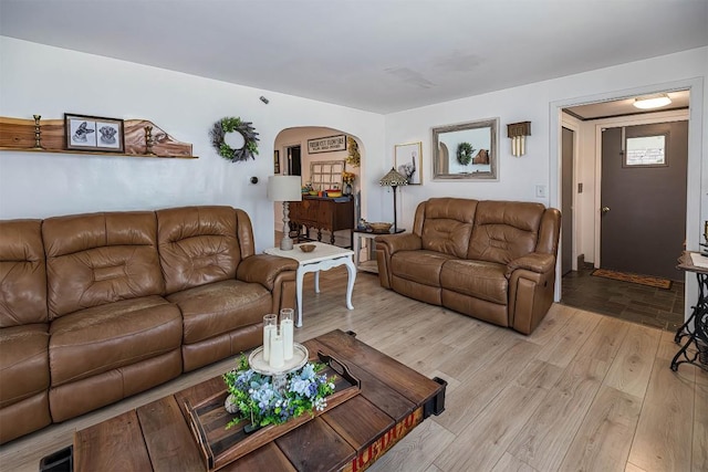 9 E Division St, North East, PA 16428 - living room featuring arched walkways and light wood-type flooring