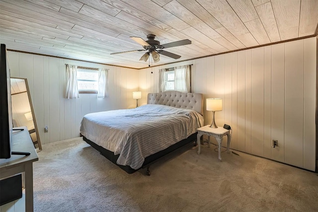 9 E Division St, North East, PA 16428 - bedroom with wooden ceiling, carpet flooring, and ceiling fan