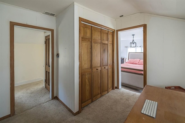 9 E Division St, North East, PA 16428 - hall featuring light carpet, vaulted ceiling, and crown molding