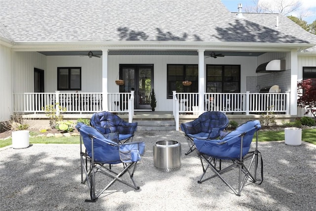 12075 Oakmont Dr, Conneaut Lake, PA 16316 - porch featuring ceiling fan and a grill