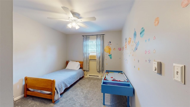969 Lewis Way, Girard, PA 16417 - bedroom featuring baseboard heating, carpet flooring, and a ceiling fan