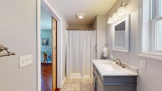 969 Lewis Way, Girard, PA 16417 - full bathroom featuring vanity, a shower with curtain, and tile patterned floors