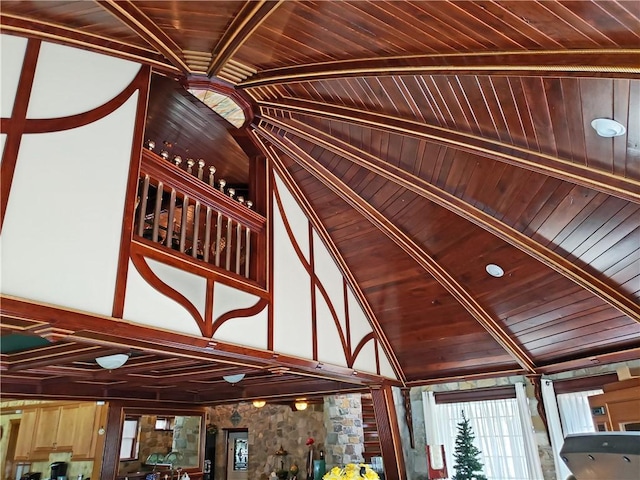 interior details with beam ceiling and wooden ceiling