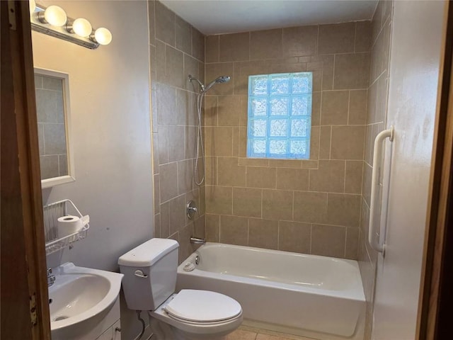 full bathroom with vanity, bathing tub / shower combination, and toilet