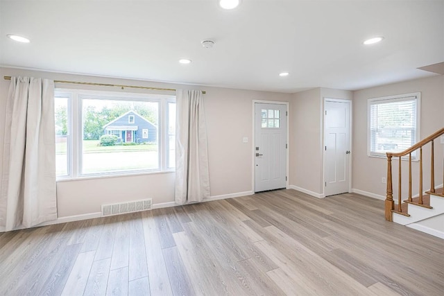 3411 Elmwood St, Erie, PA 16508 - entrance foyer with light wood-style floors, stairs, baseboards, and recessed lighting