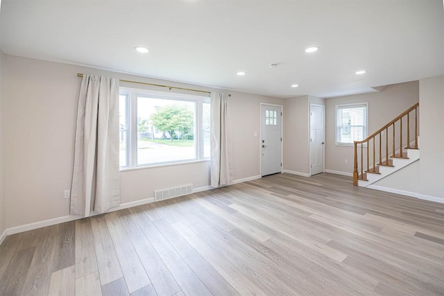 3411 Elmwood St, Erie, PA 16508 - foyer featuring light wood-type flooring, stairway, baseboards, and recessed lighting