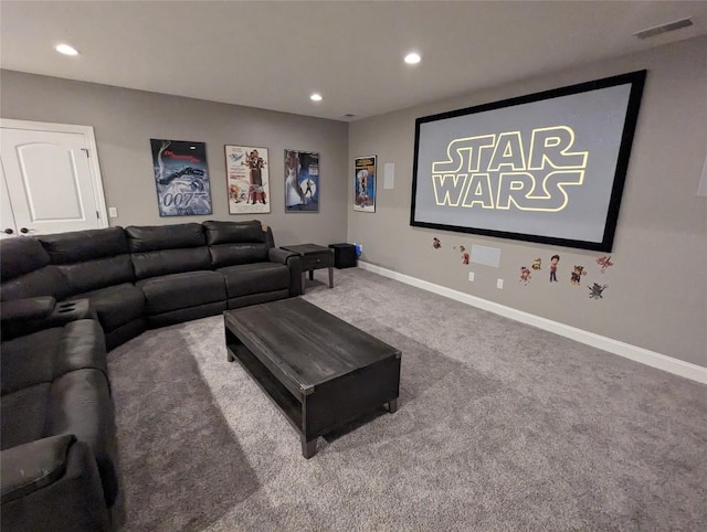 view of carpeted home theater