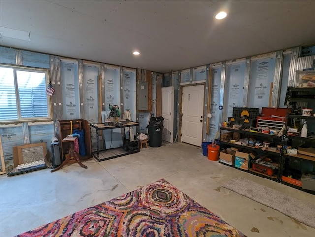 basement with electric panel