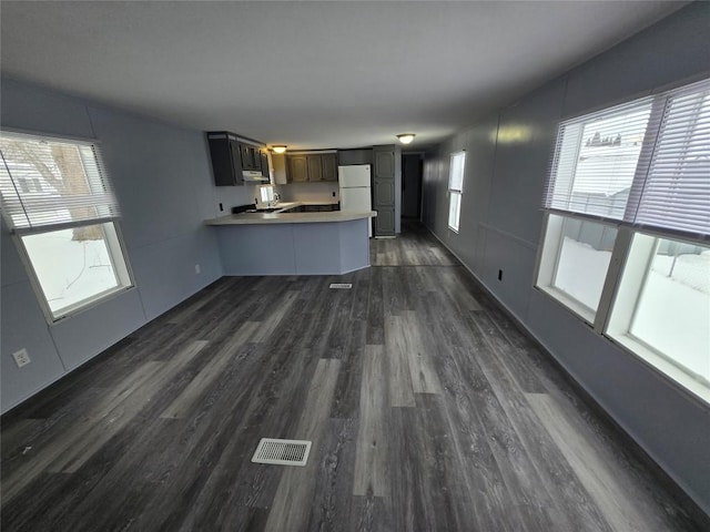 unfurnished living room featuring dark wood-type flooring