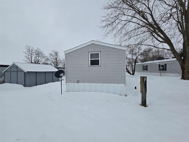 view of snow covered exterior