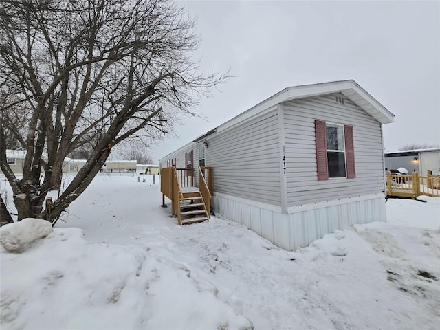 view of snow covered exterior