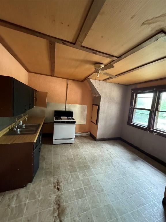 bonus room with ceiling fan, sink, and lofted ceiling