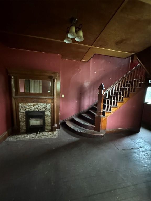 interior space with a fireplace