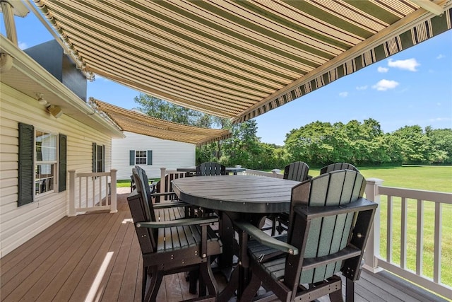 18376 Barber Rd, Meadville, PA 16335 - wooden deck with outdoor dining space and a yard