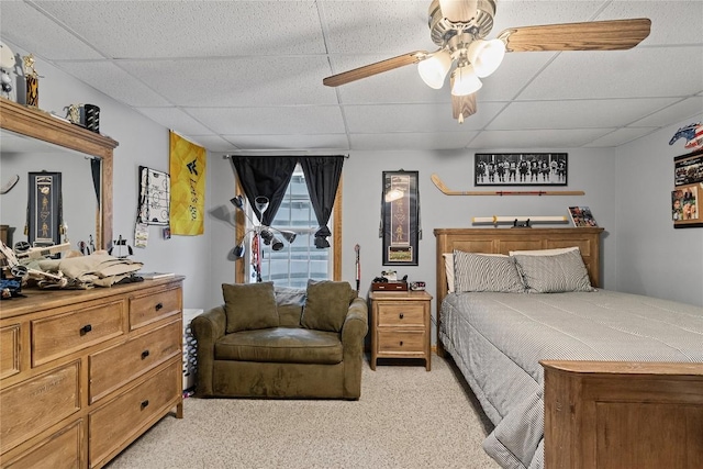 18376 Barber Rd, Meadville, PA 16335 - bedroom featuring a drop ceiling, light colored carpet, and ceiling fan
