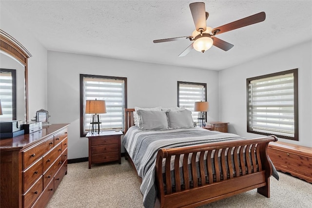 18376 Barber Rd, Meadville, PA 16335 - bedroom with light carpet, a textured ceiling, and ceiling fan