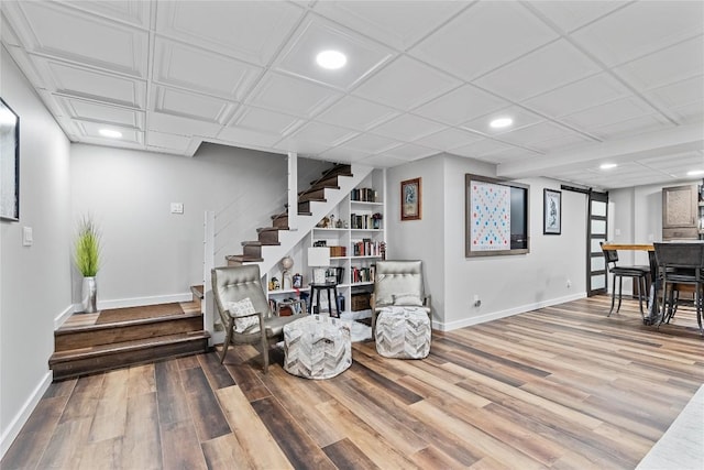 18376 Barber Rd, Meadville, PA 16335 - living area featuring stairway, wood finished floors, and recessed lighting