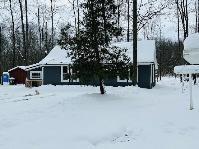 view of snow covered exterior