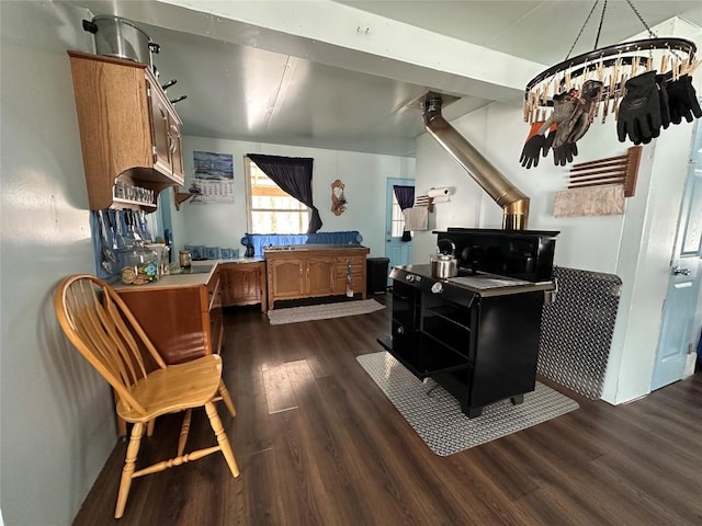 interior space with dark wood-type flooring