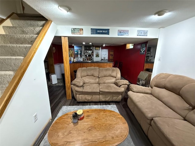 3508 Emerson Ave, Erie, PA 16508 - living room with wood finished floors, stairway, and bar