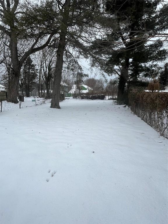 view of yard covered in snow