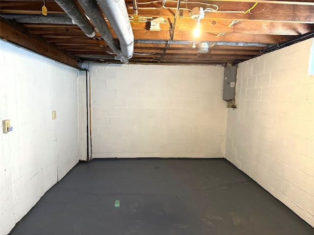 basement featuring electric panel