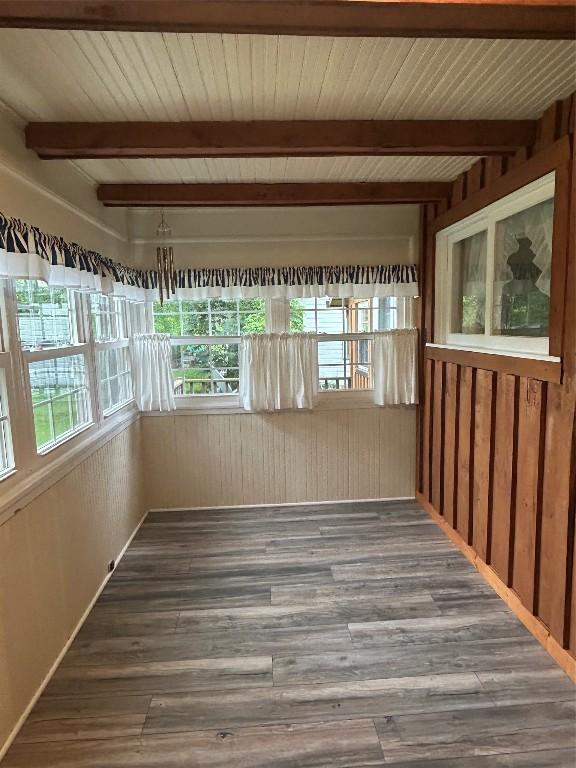 10689 Glenn Blvd, Conneaut Lake, PA 16316 - unfurnished sunroom featuring healthy amount of natural light and beam ceiling