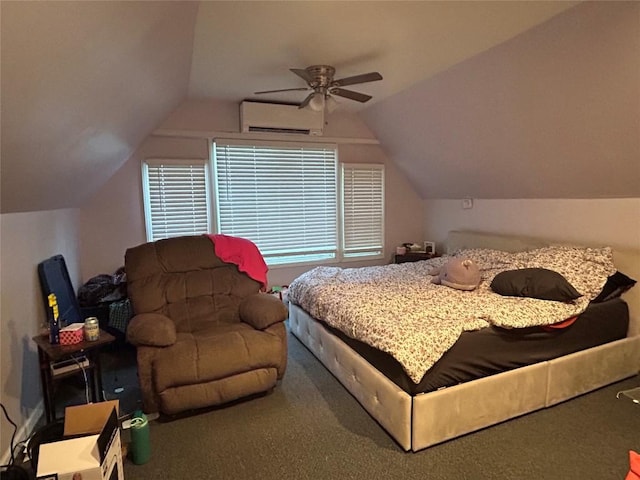 1048 W 6th St, Erie, PA 16507 - carpeted bedroom featuring a wall unit AC, vaulted ceiling, and a ceiling fan