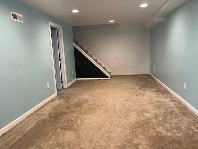 basement featuring carpet floors