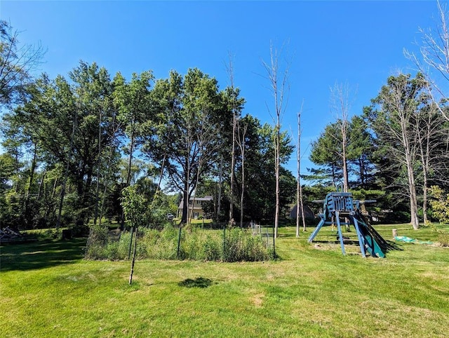 view of yard with a playground