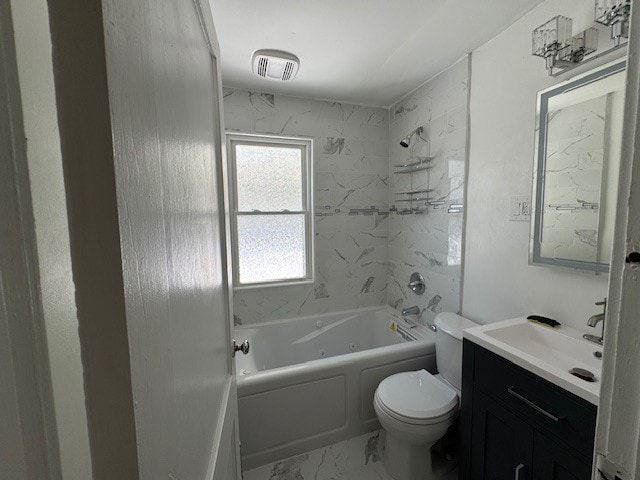 334 E 28th St, Erie, PA 16504 - bathroom featuring vanity, marble look tile flooring, and bathtub / shower combination