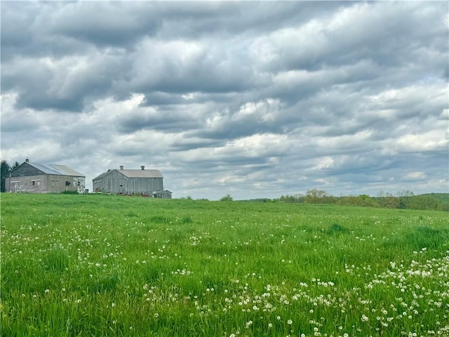 view of yard with a rural view