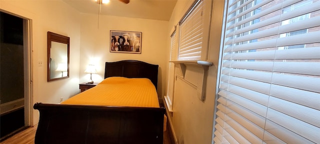 bedroom with light hardwood / wood-style floors