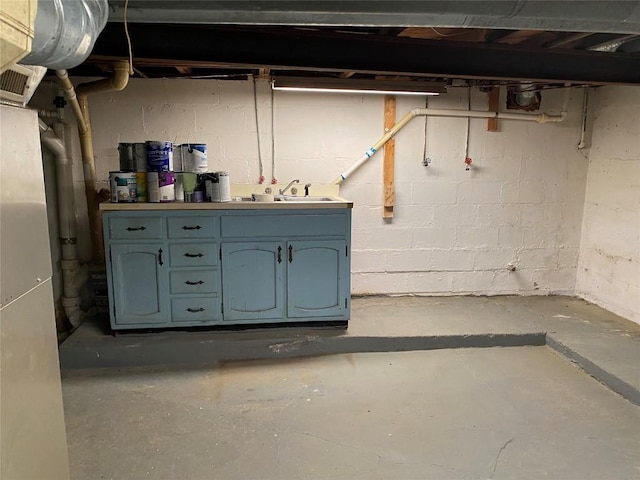 basement with sink