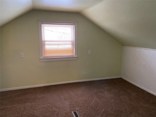 additional living space with carpet and lofted ceiling