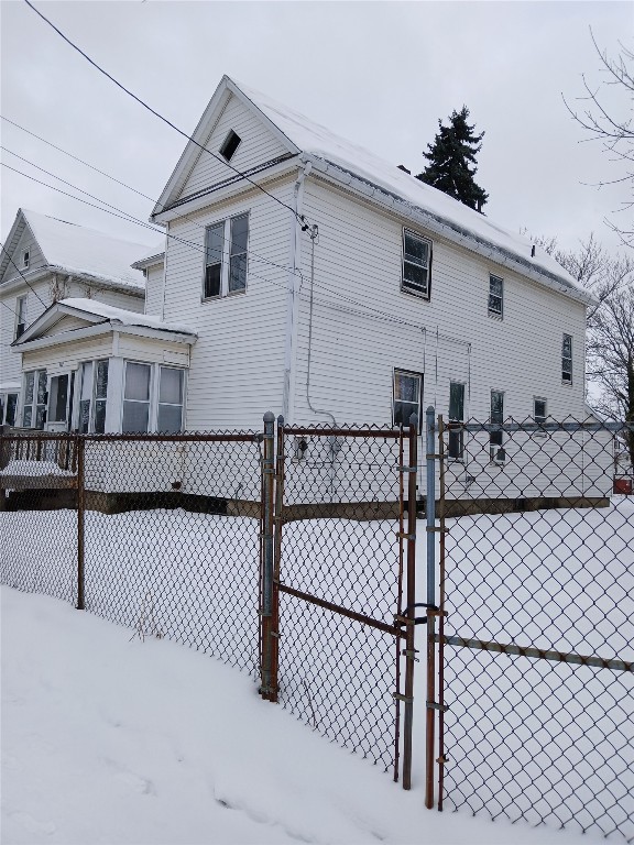 view of snow covered exterior