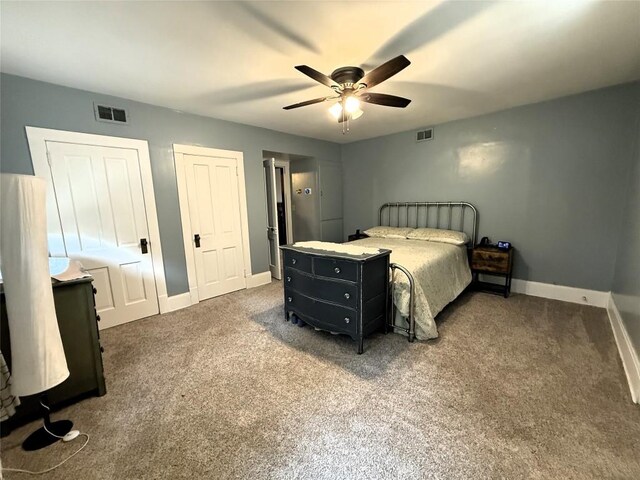 566 Walnut St, Meadville, PA 16335 - bedroom featuring carpet flooring, multiple closets, and ceiling fan
