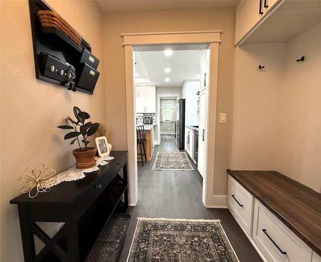 566 Walnut St, Meadville, PA 16335 - mudroom featuring dark wood-style floors and recessed lighting