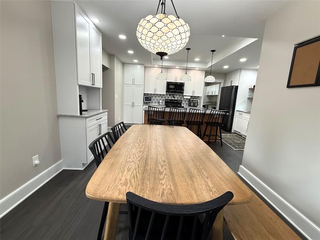 566 Walnut St, Meadville, PA 16335 - dining area featuring dark wood-style flooring and recessed lighting