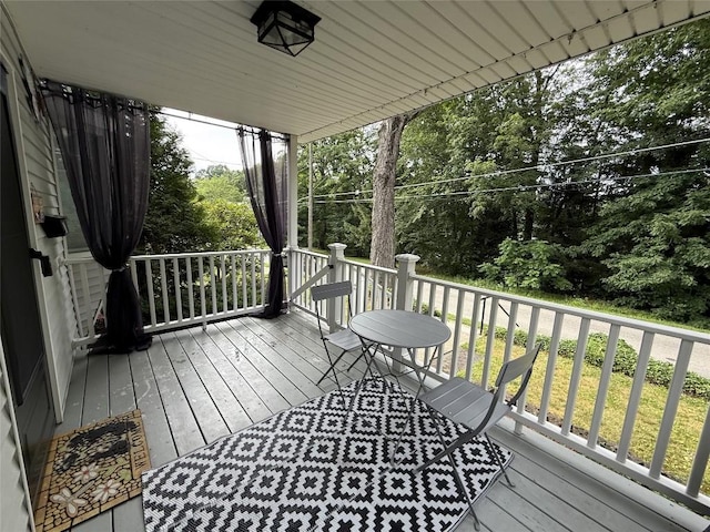 566 Walnut St, Meadville, PA 16335 - wooden terrace with view of scattered trees
