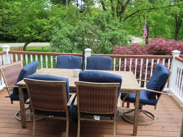 12930 Park Lane Dr, Meadville, PA 16335 - wooden terrace featuring outdoor dining space