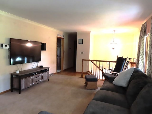 12930 Park Lane Dr, Meadville, PA 16335 - living area featuring baseboards, carpet floors, and ornamental molding