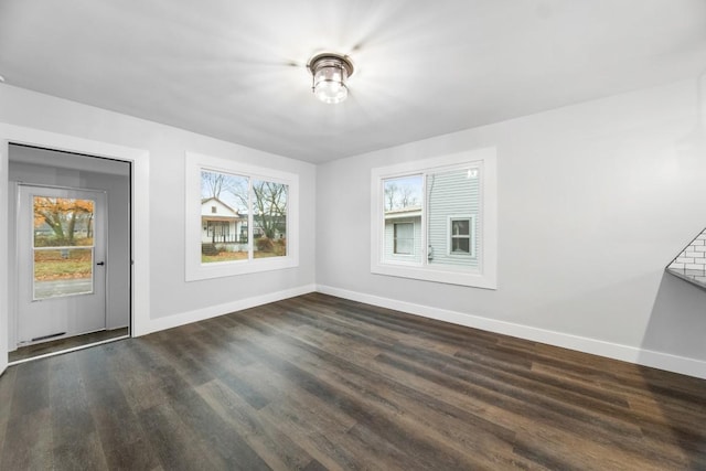 interior space with dark wood-type flooring