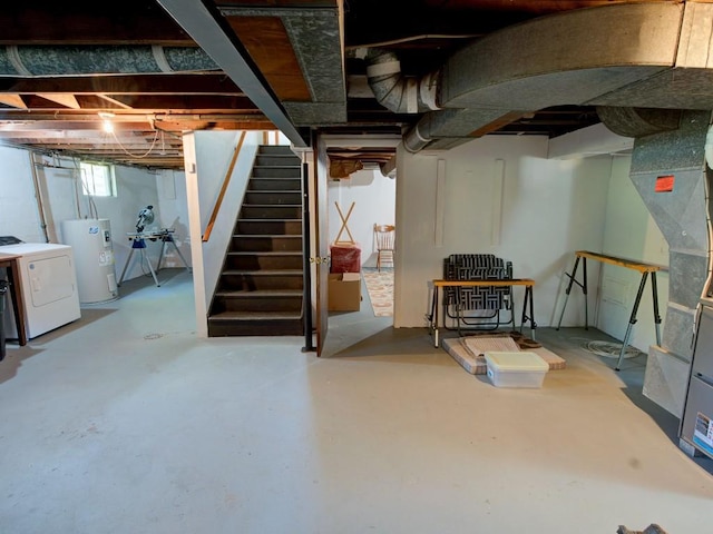 6620 W Ridge Rd, Fairview, PA 16415 - below grade area featuring washer / clothes dryer, water heater, and stairway